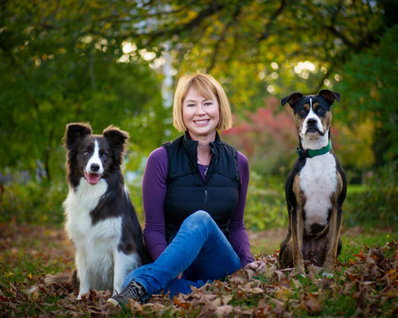 Elise Gouge with two dogs